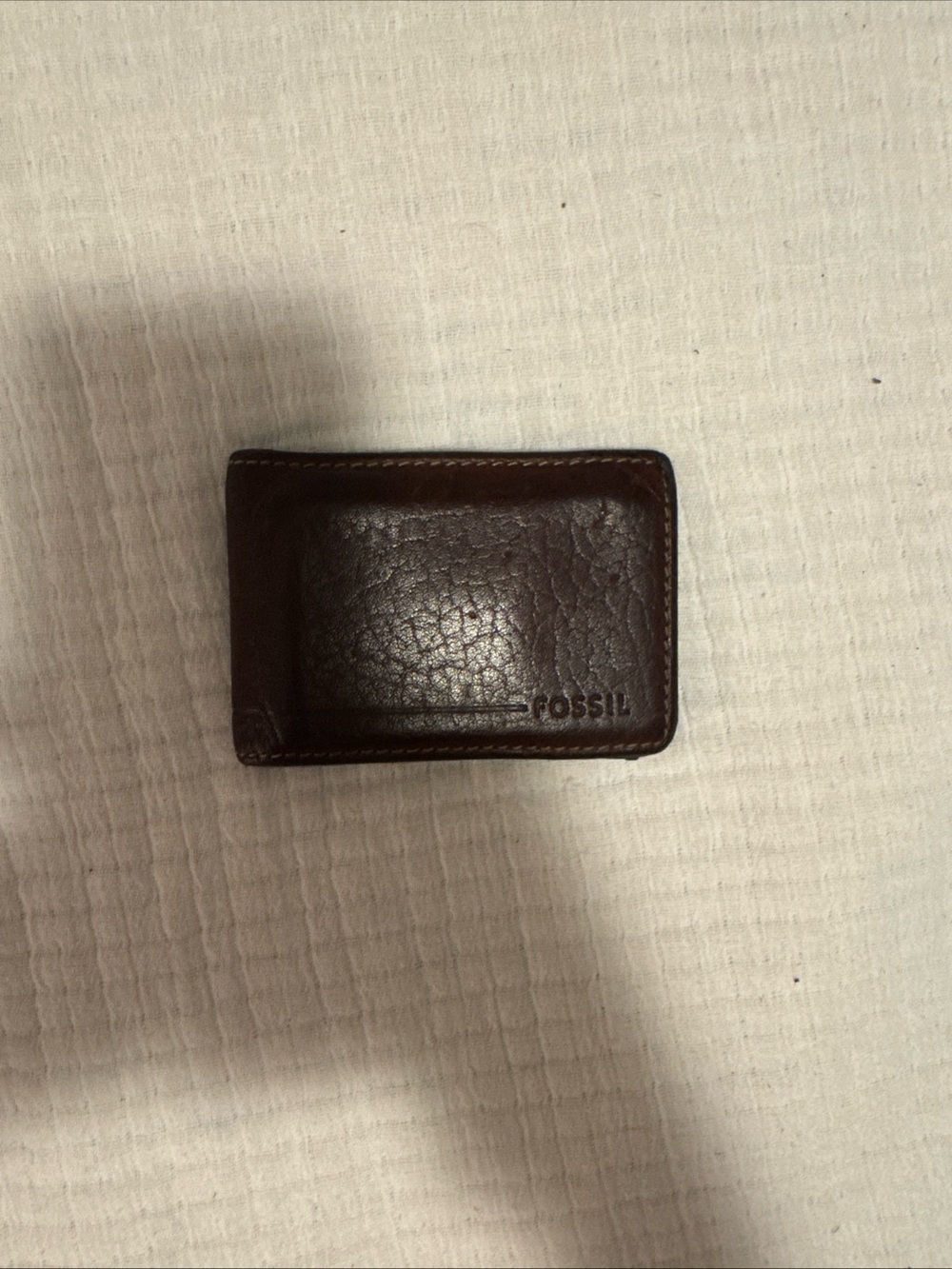 Fossil Dark Brown Leather Money Clip Wallet